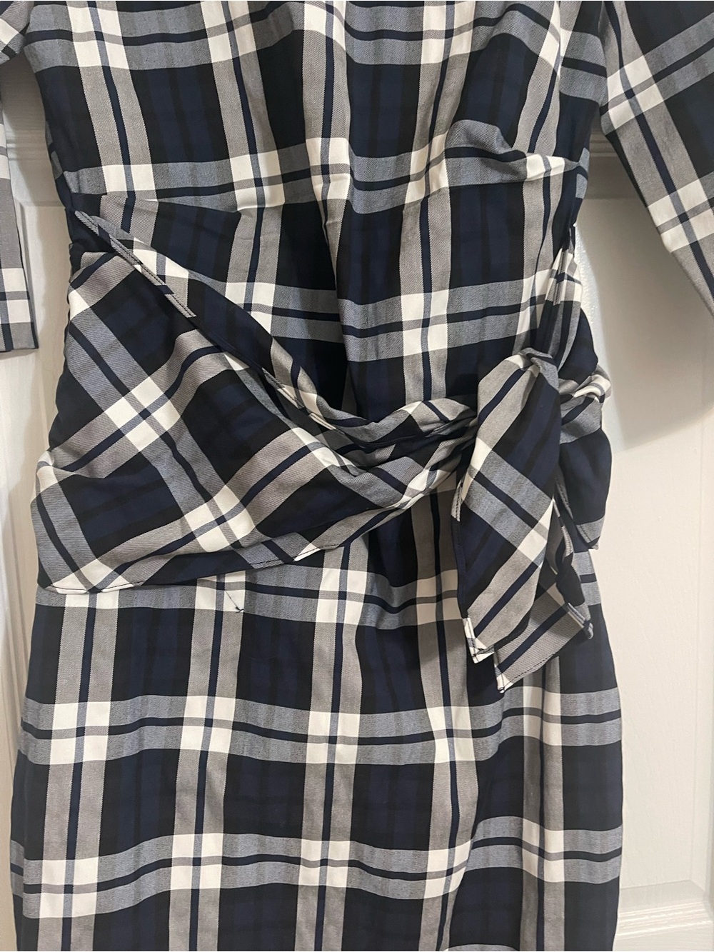 Sam Campbell Plaid Bow Waist Sheath Dress – Size 6 – Classic Preppy Chic - Picture 4 of 5